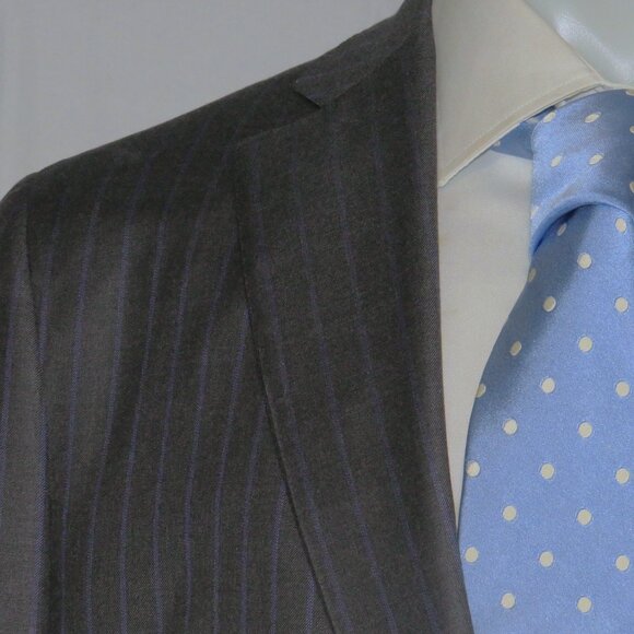 ISAIA Gregorio Super 160 Gray Striped Current Two Button Suit 44L - Picture 7 of 16